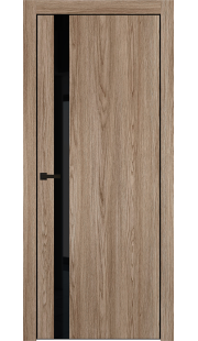 Дверь межкомнатная Порта-51 4AB Эко Шпон Brownie Oak Black Star, Остекленная, кромка алюминиевая черная, каркасно-щитовая