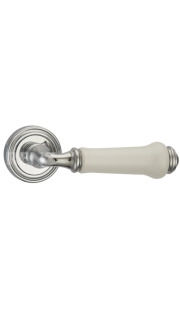 Ручка дверная RENZ - Сиракузы (хром с белой керамикой)