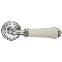 Ручка дверная RENZ - Сиракузы (хром с белой керамикой)