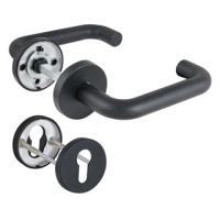 Комплект дверных ручек с накладками под цилиндр DH-0219 NE (ЧЕРНЫЙ)