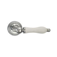 Ручка дверная RENZ - Мишель (хром с белой керамикой)