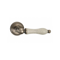 Ручка дверная RENZ - Мишель (серебро античное с состар. керамикой)