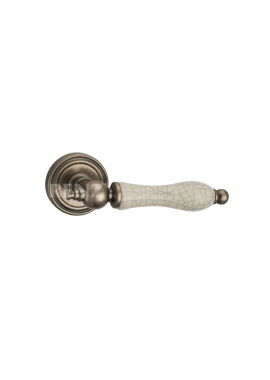 Ручка дверная RENZ - Мишель (серебро античное с состар. керамикой)