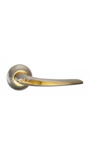 Ручка дверная RENZ - Сольо (никель матовый/латунь блестящий)